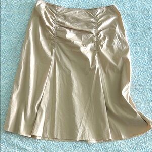 PRADA Tan mostly Cotton Highly Detailed Gathered & stitched Skirt. Cool & Breezy